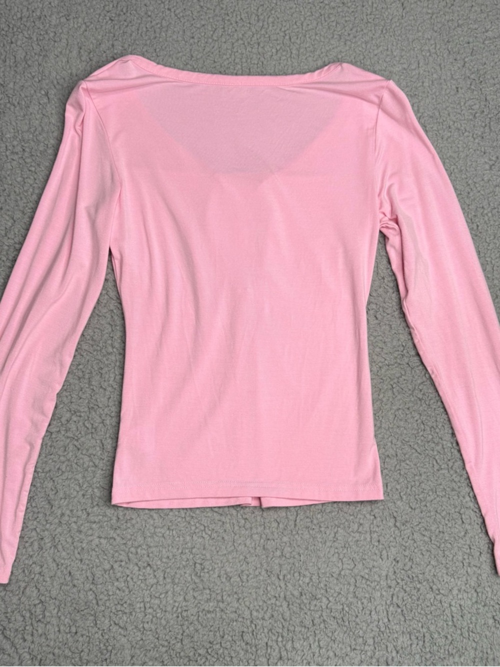Pink ruched henley long sleeve top lace inset fitted soft girl size M - Picture 6 of 7